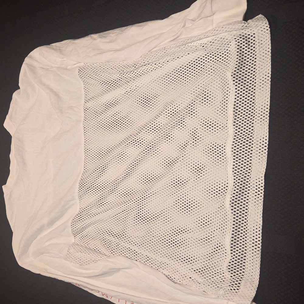 Long Sleeve, Loose Fitting, White Mesh Athletic Top - Size 36 - Picture 4 of 4
